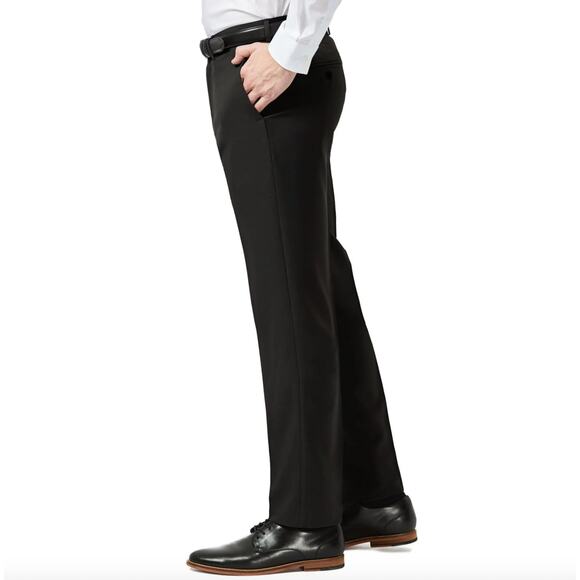 HAGGAR Men's Performance Comfort Dress Pant Straight Fit Black 34W x 30L NWT - Picture 7 of 12